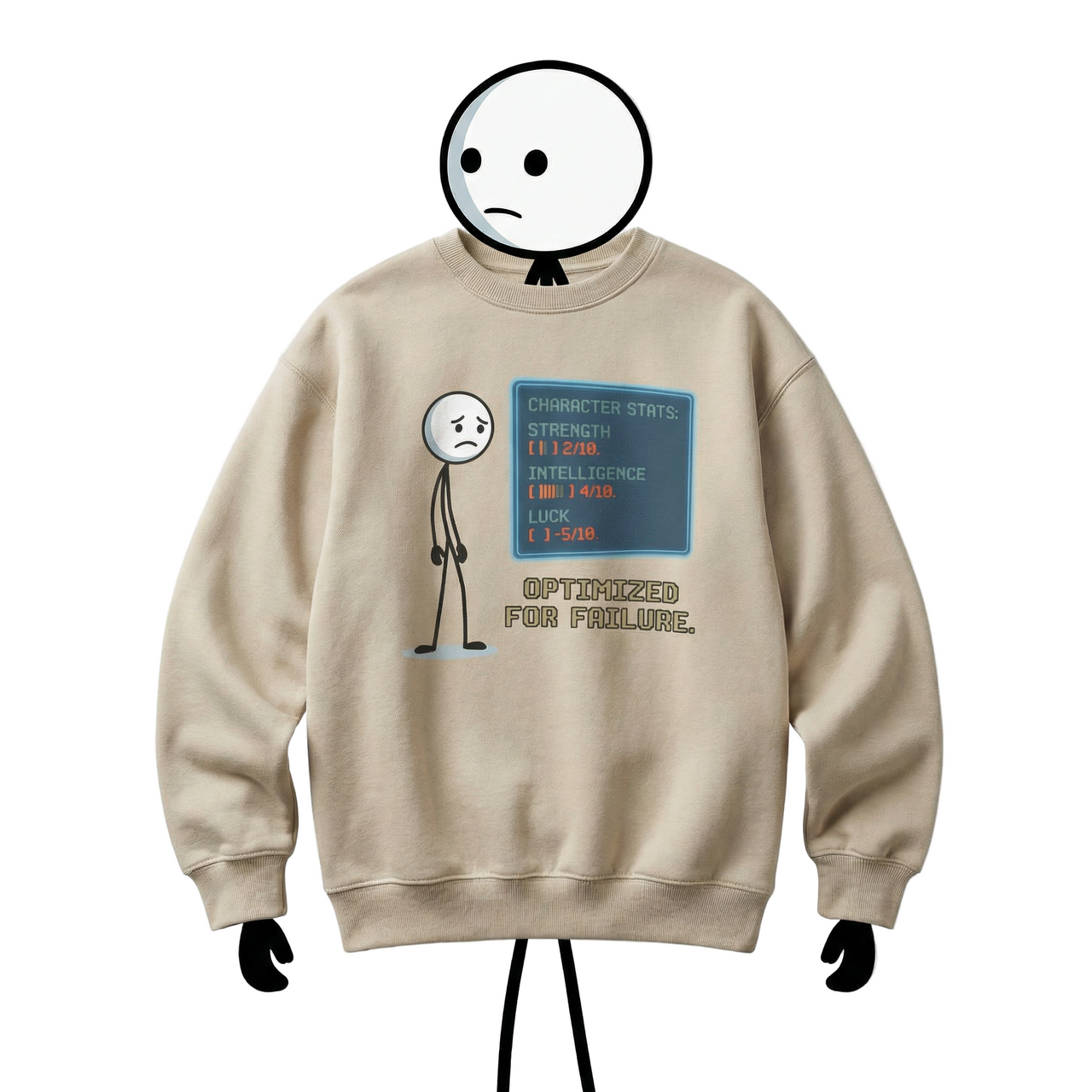 "Optimized for Failure" Survival Crewneck - Hard Mode Default Settings